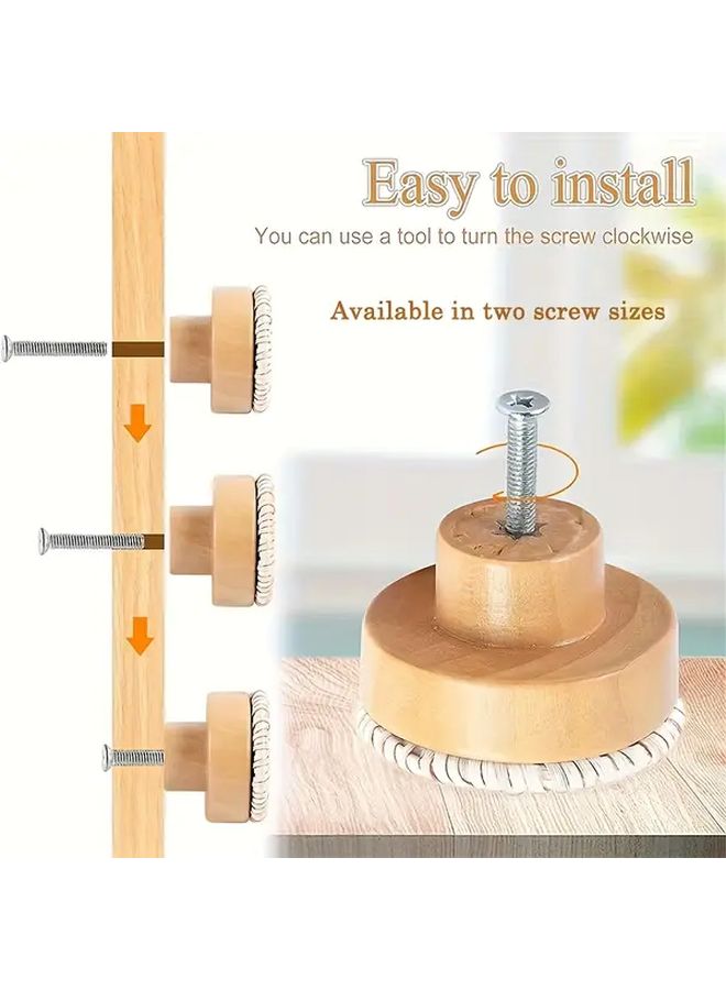 8pcs White Rattan Drawer Pulls Handwoven Wicker Knobs Round Wooden Handles - Image 2